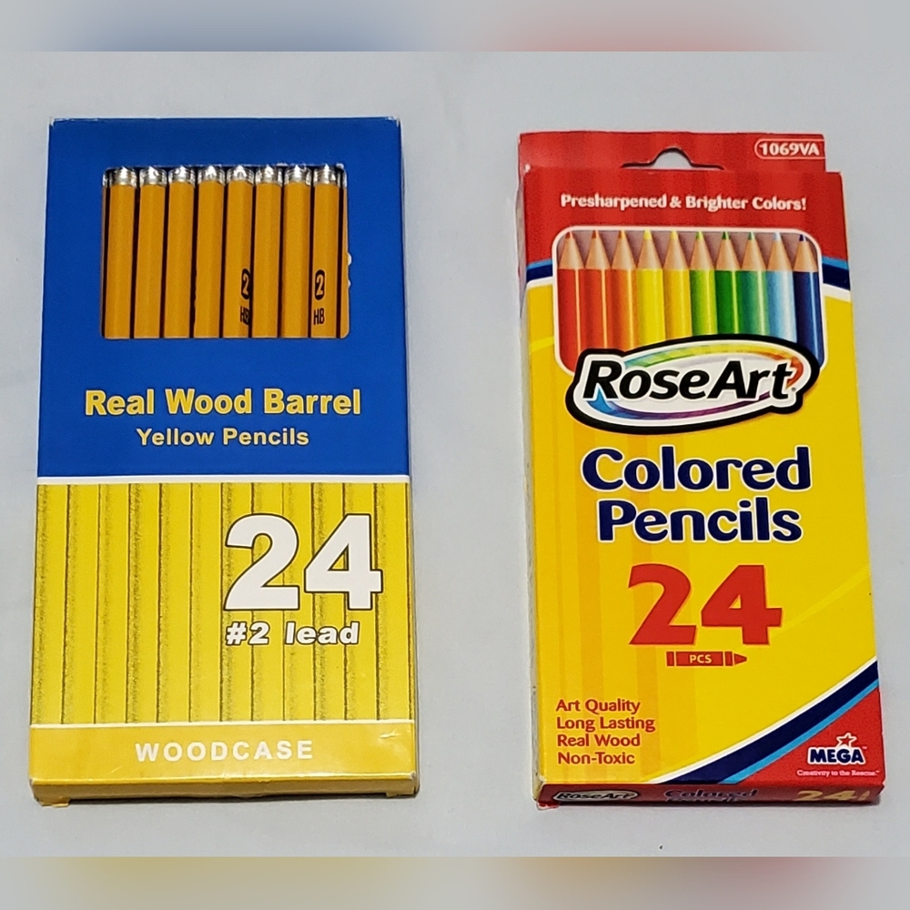 Rose Art Colored Pencils & Real Wood Barrel Yellow Pencils Bundle (New in Box)